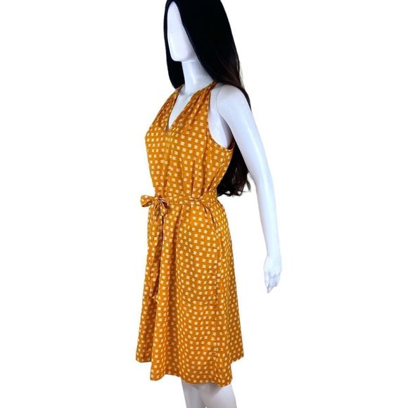 NWT 100% Cotton Pumpkin Belted Sleeveless Dress with Pockets XS - Picture 1 of 11